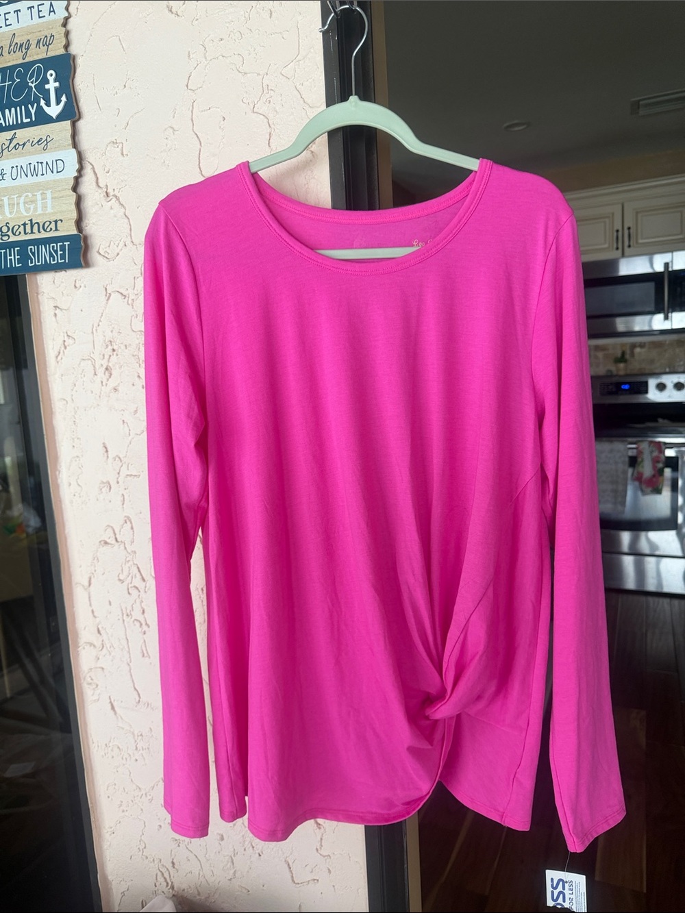 Lilly Pulitzer Hot Pink Long Sleeve Twist-Front Tee